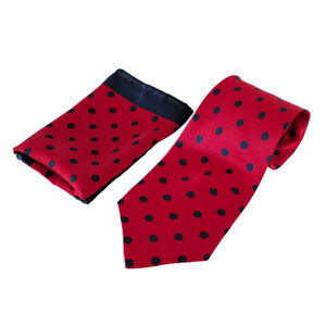 Steven Land Silk Polka Dot Tie Pocket Square Set Wedding Preppy Career Grandpa